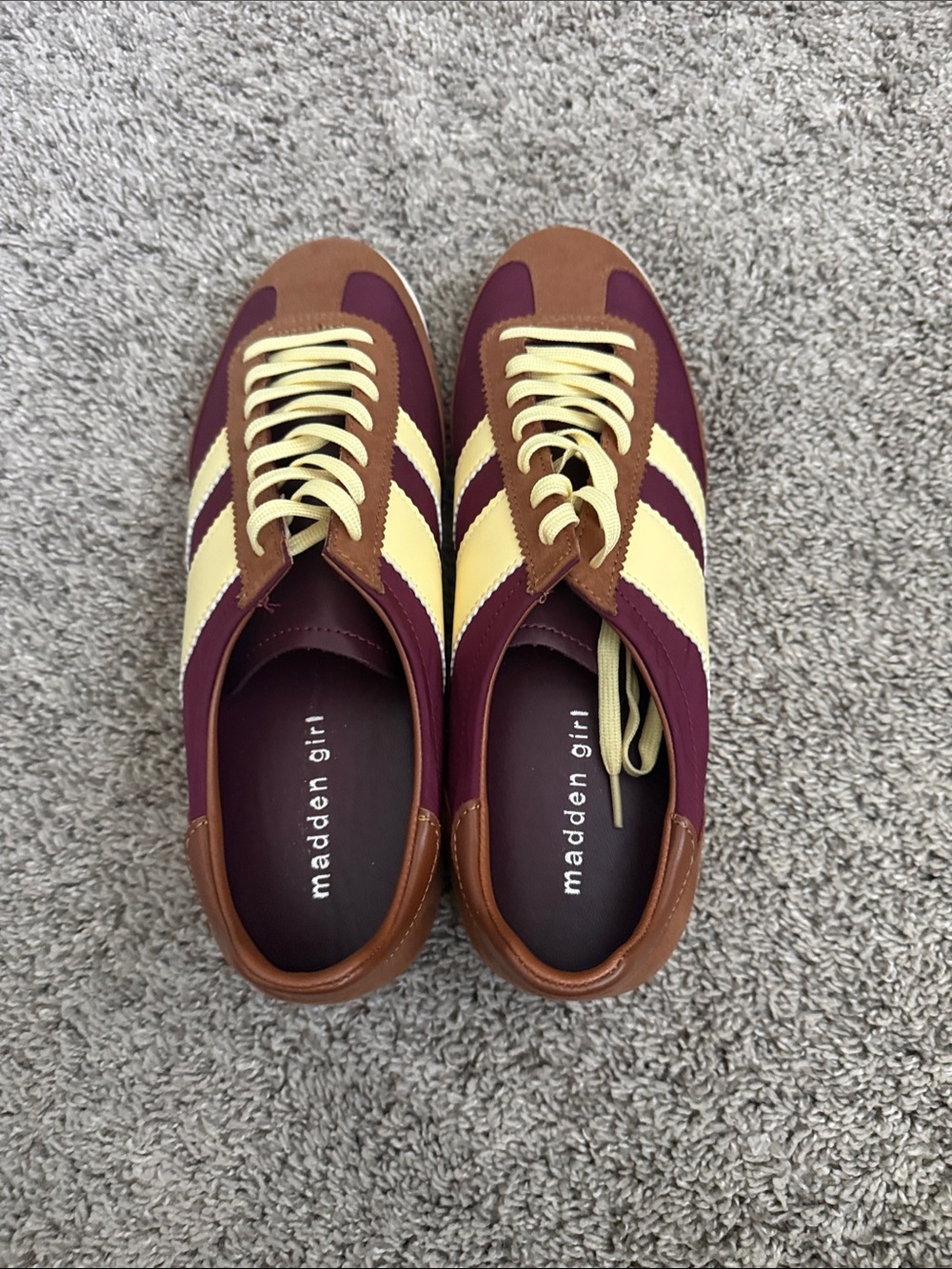 Madden Girl Burgundy and Cream Retro-Style Lace-Up Sneakers
